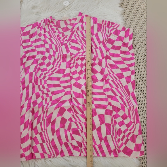 Women's Pink Shift Woven Print Dress Small Summer Vacation Beachy‎ - Picture 8 of 8